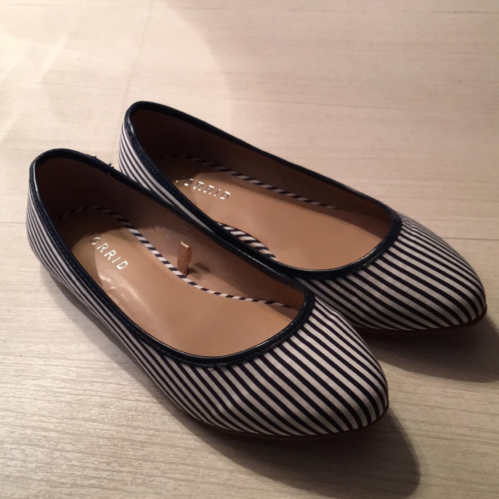Torrid blue and white striped ballet flats